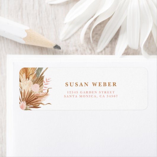 Boho Terracotta uitnodiging Label (Insitu)