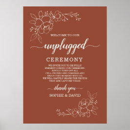 Boho Terracotta Unplugged Trouwceremonie Bord Poster