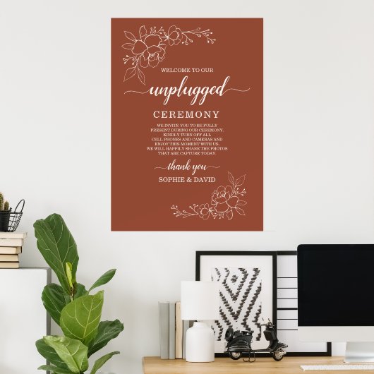 Boho Terracotta Unplugged Trouwceremonie Bord Poster (Thuiskantoor)