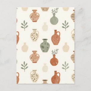 Boho Terracotta Vazen Botanisch Patroon Briefkaart