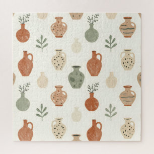 Boho Terracotta Vazen Botanisch Patroon Legpuzzel