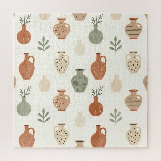 Boho Terracotta Vazen Botanisch Patroon Legpuzzel (Verticaal)