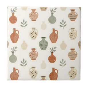 Boho Terracotta Vazen Botanisch Patroon Tegeltje