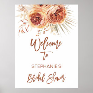 Boho Terracotta Verbrand Oranje Bloem Bruids Welko Poster
