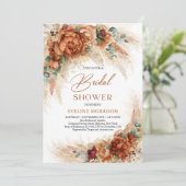 Boho terracotta verbrand oranje bloemen eucalyptus kaart (Staand voorkant)