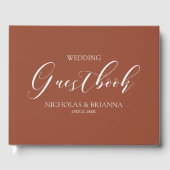 Boho Terracotta Verbrand Sinaasappel Monogram Huwe Gastenboek (Voorkant)