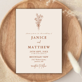 Boho Terracotta Verbrand Sinaasappel Rustiek Huwel Kaart