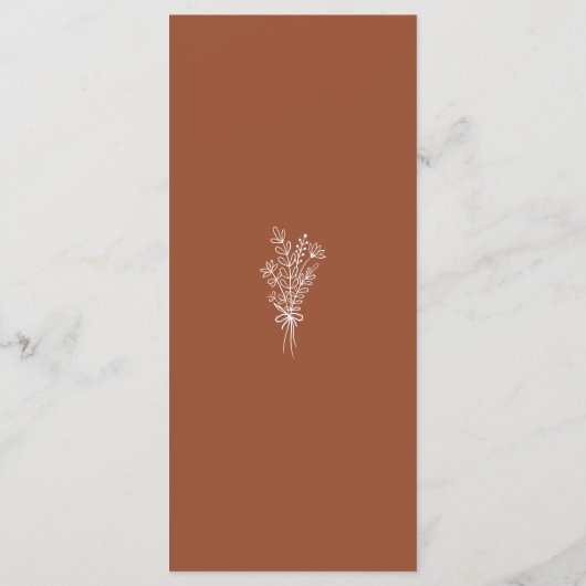 Boho Terracotta Verbrand Sinaasappel Rustiek Huwel Menu (Achterkant)