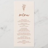 Boho Terracotta Verbrand Sinaasappel Rustiek Huwel Menu (Voorkant)