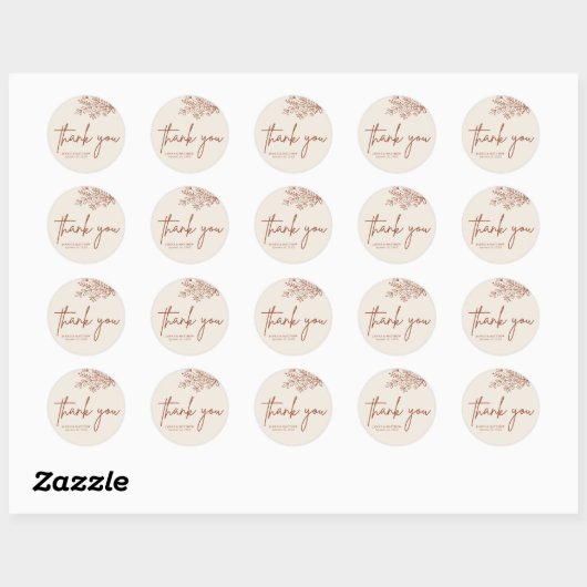 Boho Terracotta Verbrand Sinaasappel Rustiek Huwel Ronde Sticker (Vel)