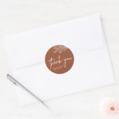 Boho Terracotta Verbrand Sinaasappel Rustiek Huwel Ronde Sticker (Envelop)
