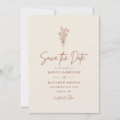 Boho Terracotta Verbrand Sinaasappel Rustiek Huwel Save The Date (Voorkant)