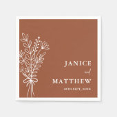 Boho Terracotta Verbrand Sinaasappel Rustiek Huwel Servet (Voorkant)