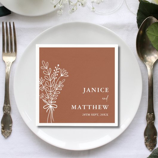 Boho Terracotta Verbrand Sinaasappel Rustiek Huwel Servet