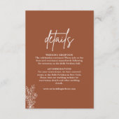 Boho Terracotta Verbrand Sinaasappel Trouwdetails Informatiekaartje (Voorkant)