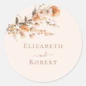 Boho Terracotta Verbrand Sinaasappel Wildflowers W Ronde Sticker (Voorkant)