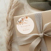 Boho Terracotta Verbrand Sinaasappel Wildflowers W Ronde Sticker