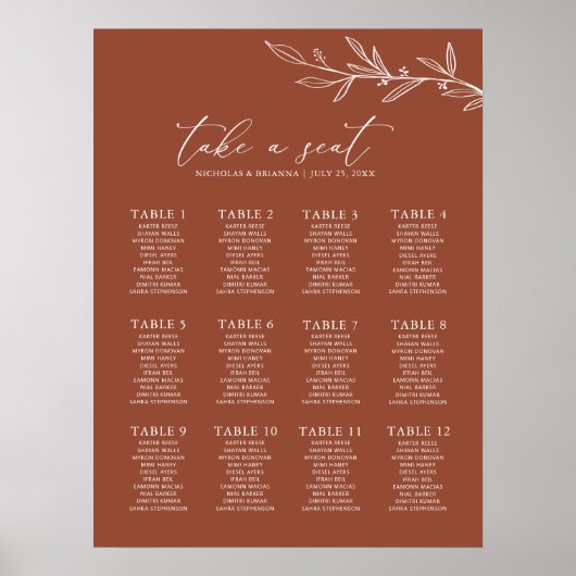 Boho Terracotta verbrande Oranje bruiloft Poster (Voorkant)