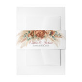 Boho terracotta verbrande oranje pampasgroen uitnodigingen wikkel (Voorkant Voorbeeld)