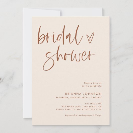 Boho Terracotta Vrijgezellenfeest | Minimale brida Kaart (Voorkant)