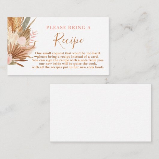 Boho terracotta Vrijgezellenfeest Recipe Card Verz Informatiekaartje (Voorkant / Achterkant)