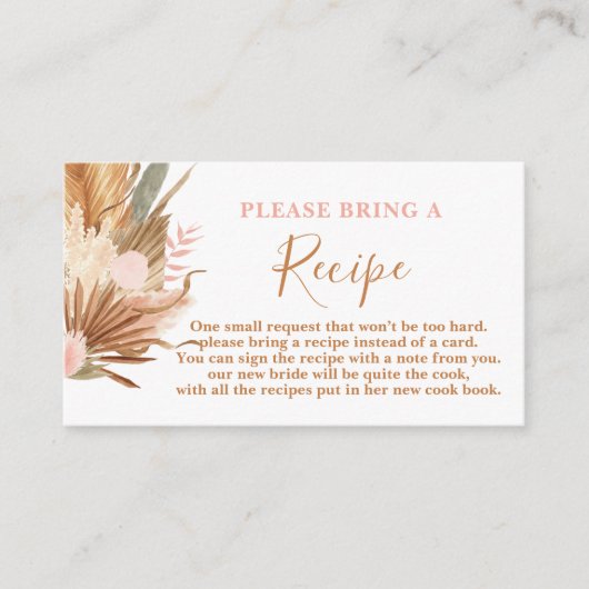 Boho terracotta Vrijgezellenfeest Recipe Card Verz Informatiekaartje (Voorkant)