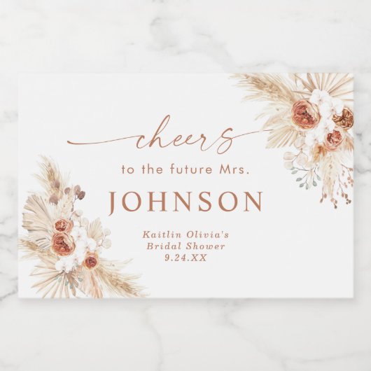 Boho Terracotta Vrijgezellenfeest Sparkling Wijnetiket (Enkel label)