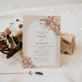 Boho Terracotta Waterverf Bloemen Bruiloft Kaart