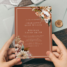 Boho Terracotta Waterverf Bloemen Herfstbruiloft