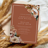 Boho Terracotta Waterverf Bloemen Herfstbruiloft Kaart