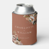 Boho Terracotta Waterverf Bloemen Trouwgunsten Blikjeskoeler (Blikje Voorkant)