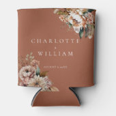 Boho Terracotta Waterverf Bloemen Trouwgunsten Blikjeskoeler (Voorkant)