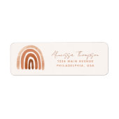 Boho Terracotta Waterverf Rainbow Taupe Etiket (Voorkant)