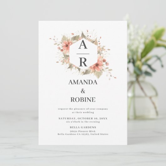 Boho Terracotta Waterverf Wedding Uitnodiging (Staand voorkant)