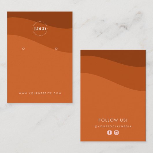 Boho Terracotta Waves Custom Logo Earring Display Visitekaartje (Voorkant / Achterkant)