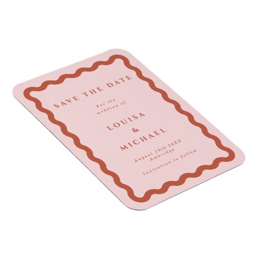 Boho Terracotta Wavy Lijst Wedding Save the Date Magneet (Rechterzijde)