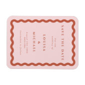Boho Terracotta Wavy Lijst Wedding Save the Date Magneet (Horizontaal)