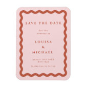 Boho Terracotta Wavy Lijst Wedding Save the Date Magneet (Verticaal)
