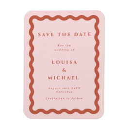 Boho Terracotta Wavy Lijst Wedding Save the Date Magneet