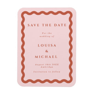 Boho Terracotta Wavy Lijst Wedding Save the Date Magneet