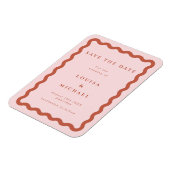 Boho Terracotta Wavy Lijst Wedding Save the Date Magneet (Linkerzijde)