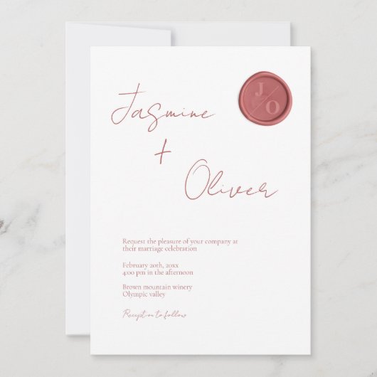 Boho terracotta wax zeebaars bruiloft kaart (Voorkant)