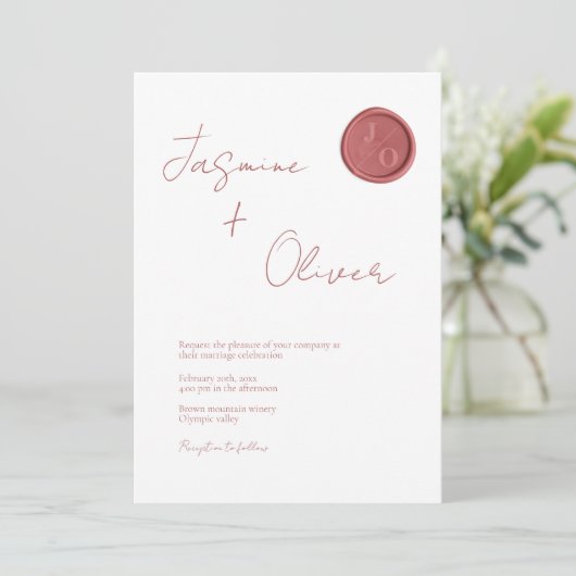 Boho terracotta wax zeebaars bruiloft kaart (Staand voorkant)