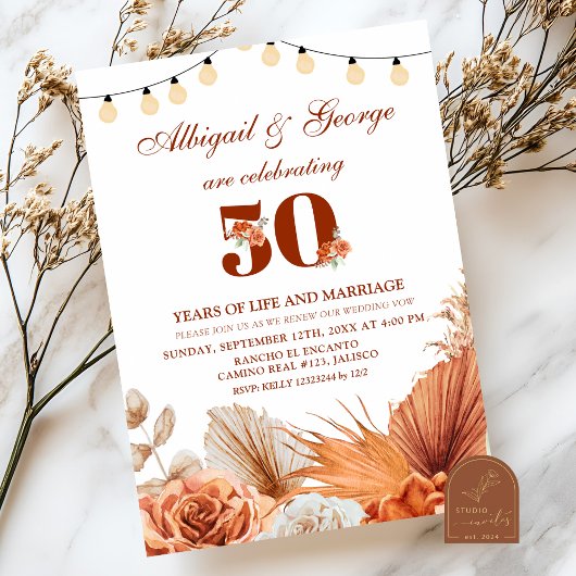 Boho Terracotta We still Do Jubileum Uitnodiging