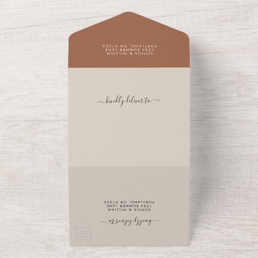 Boho Terracotta Wedding All In One Uitnodiging (Buitenkant)