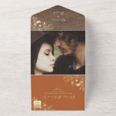 Boho Terracotta Wedding All In One Uitnodiging (Buitenkant)