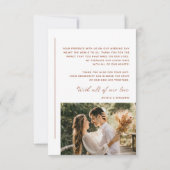 Boho Terracotta Wedding Foto Dank je wel Bedankkaart (Achterkant)