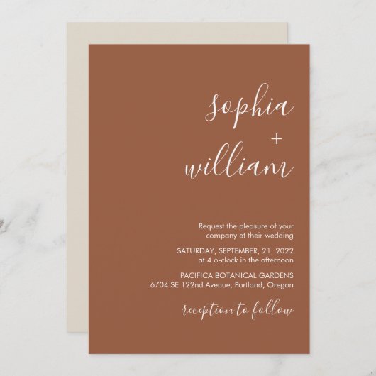 Boho Terracotta Wedding Invitation Kaart (Voorkant / Achterkant)