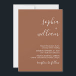 Boho Terracotta Wedding Invitation Kaart<br><div class="desc">Deze moderne terracotta trouwuitnodiging is voorzien van een minimalistisch ontwerp met een aardig,  boho-woestijnkleurschema en een schone,  moderne typografie. Terracotta is een mooie,  verzadigde warme,  neutrale toon. Er is een coördinerende trouwsuite beschikbaar.</div>