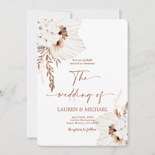 Boho Terracotta Wedding Invitation Kaart (Voorkant)